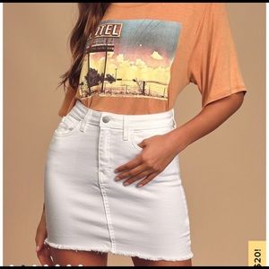 Pop and Lock White Mini Denim Skirt from Lulus